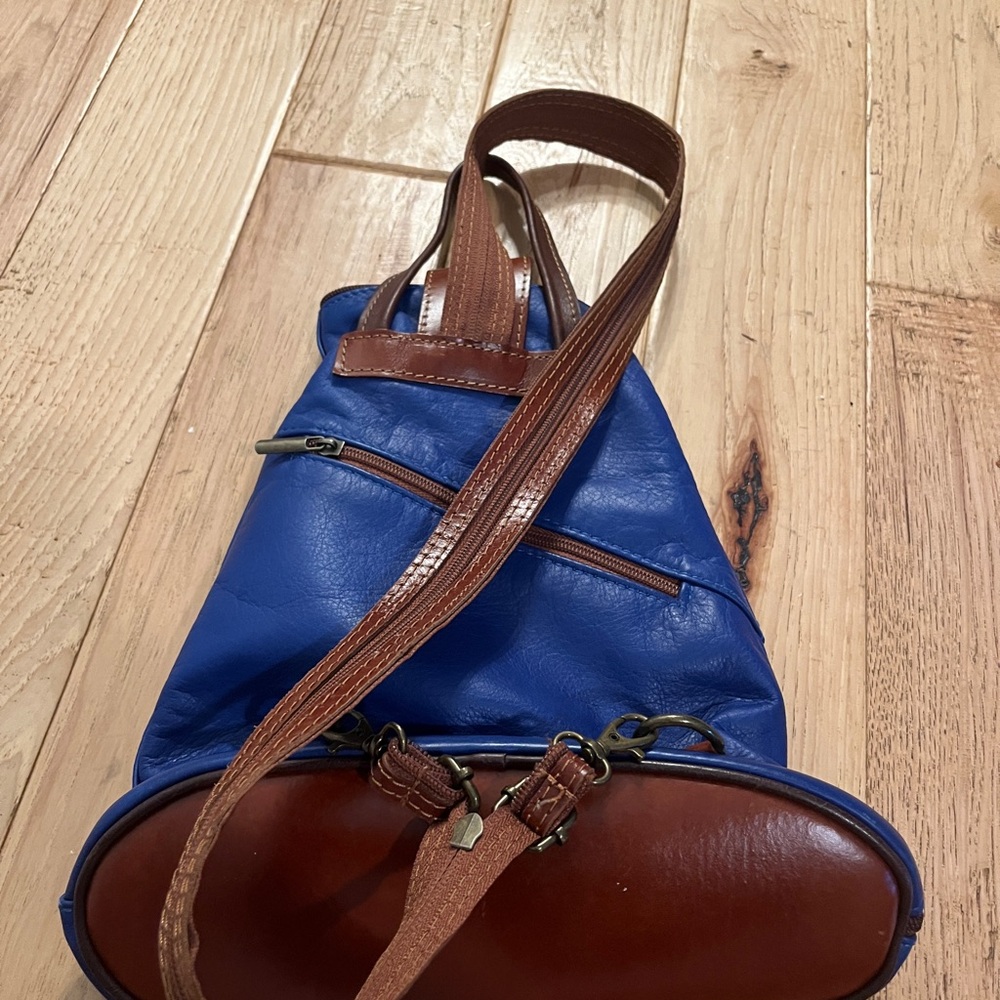 Blue Leather Backpack - image 4